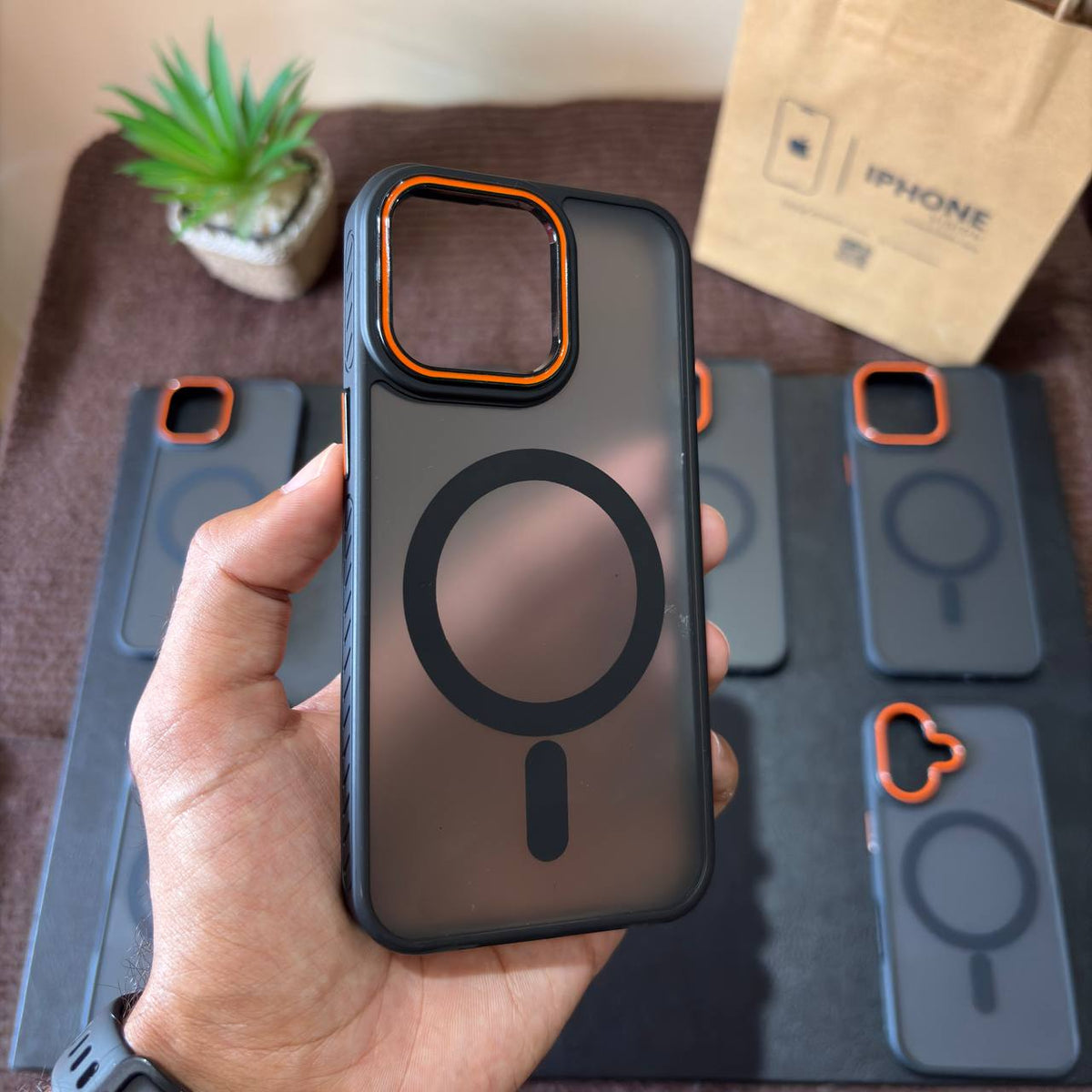 Frosted Matte Case with Orange Camera Ring