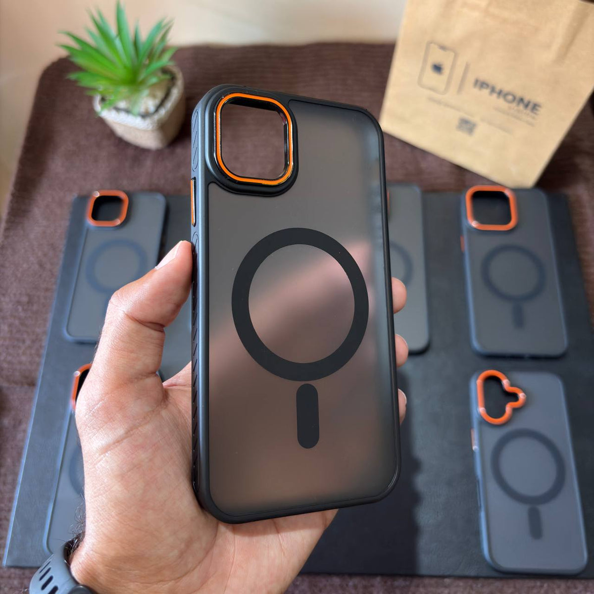 Frosted Matte Case with Orange Camera Ring