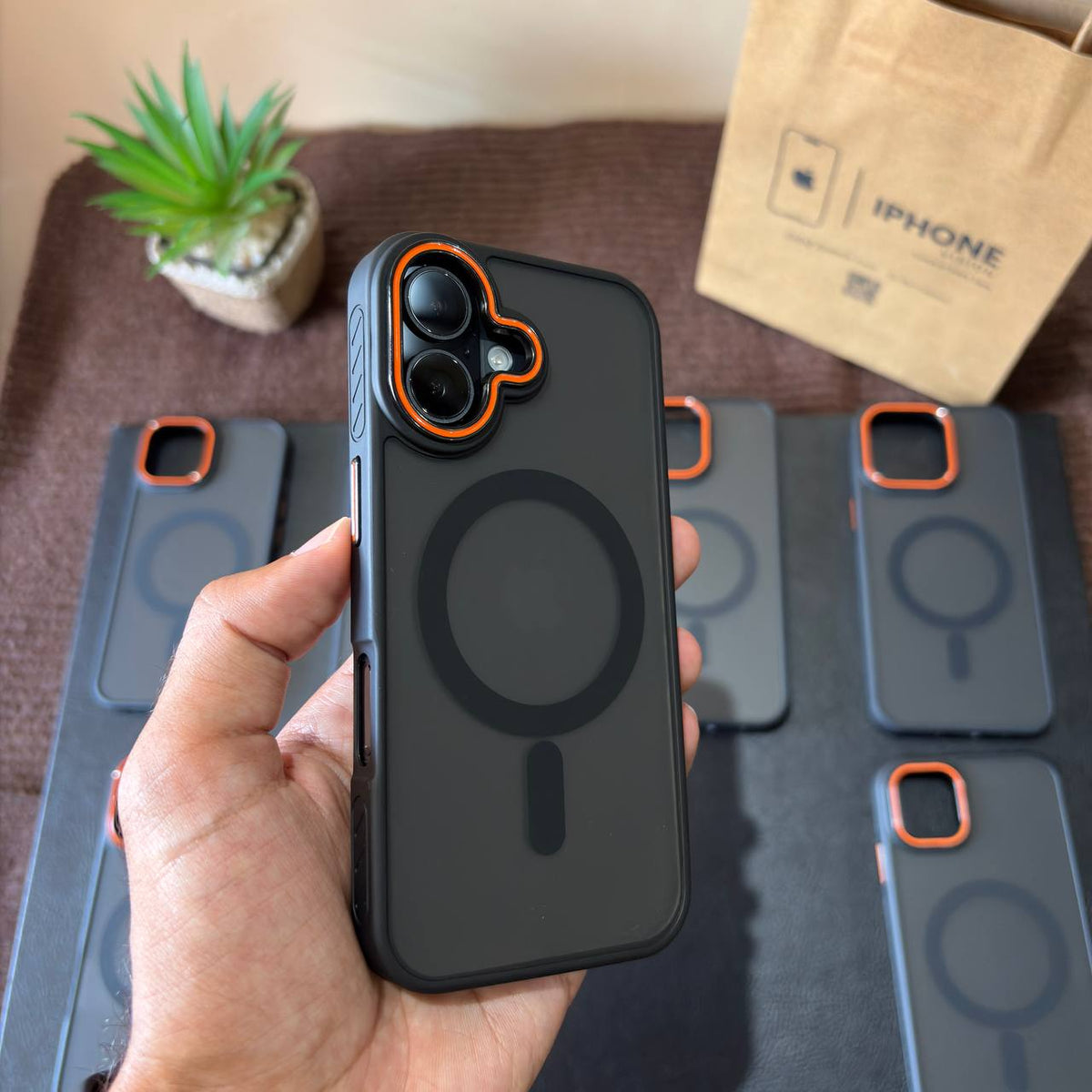 Frosted Matte Case with Orange Camera Ring